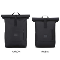 "ROBIN" újrahasznosított nagyméretű rolltop hátizsák, fekete, Johnny Urban