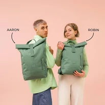 "ROBIN" újrahasznosított nagyméretű rolltop hátizsák, pasztell zöld, Johnny Urban