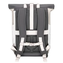 "ALLEN" újrahasznosított nagyméretű rolltop hátizsák, homokszín-szürke, Johnny Urban
