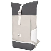 "ALLEN" újrahasznosított nagyméretű rolltop hátizsák, homokszín-szürke, Johnny Urban