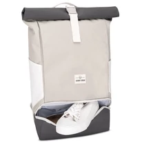"ALLEN" újrahasznosított nagyméretű rolltop hátizsák, homokszín-szürke, Johnny Urban