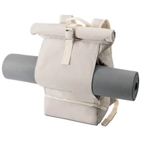 "ALLEN" újrahasznosított közepes méretű rolltop hátizsák, homokszínű, Johnny Urban