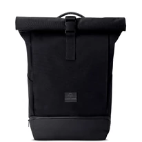"ALLEN" újrahasznosított közepes méretű rolltop hátizsák, fekete, Johnny Urban