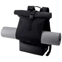 "ALLEN" újrahasznosított közepes méretű rolltop hátizsák, fekete, Johnny Urban