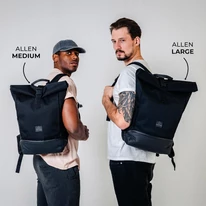 "ALLEN" újrahasznosított közepes méretű rolltop hátizsák, fekete, Johnny Urban