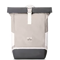 "ALLEN" újrahasznosított közepes méretű rolltop hátizsák, homokszín-szürke, Johnny Urban