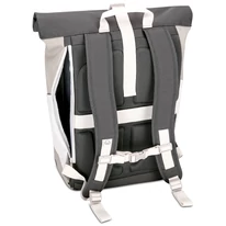 "ALLEN" újrahasznosított közepes méretű rolltop hátizsák, homokszín-szürke, Johnny Urban