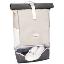 "ALLEN" újrahasznosított közepes méretű rolltop hátizsák, homokszín-szürke, Johnny Urban