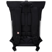 "ALLEN" újrahasznosított nagyméretű rolltop hátizsák, fekete, alul rózsaszín cipzárral, Johnny Urban