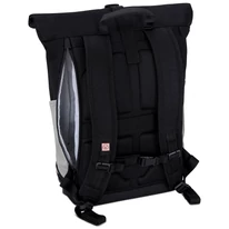 "ALLEN" újrahasznosított nagyméretű rolltop hátizsák, fekete, alul rózsaszín cipzárral, Johnny Urban