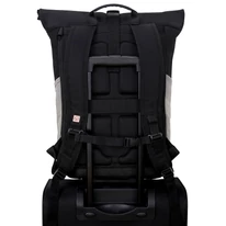 "ALLEN" újrahasznosított nagyméretű rolltop hátizsák, fekete, alul rózsaszín cipzárral, Johnny Urban