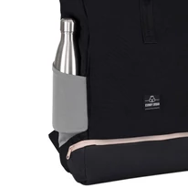 "ALLEN" újrahasznosított nagyméretű rolltop hátizsák, fekete, alul rózsaszín cipzárral, Johnny Urban