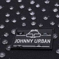 "ALLEN" újrahasznosított nagyméretű rolltop hátizsák, fekete, alul rózsaszín cipzárral, Johnny Urban