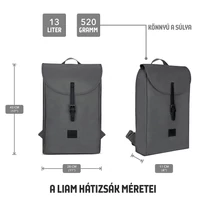 "LIAM" újrahasznosított hátizsák, antracit Johnny Urban