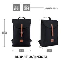 "LIAM" újrahasznosított hátizsák, fekete, Johnny Urban