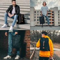 "LIAM" újrahasznosított hátizsák, fekete, Johnny Urban