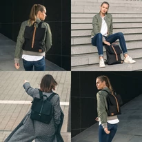 "MIA" újrahasznosított hátizsák, fekete/barna, Johnny Urban