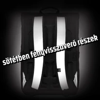 "MIKA" FÉNYVISSZAVERŐS újrahasznosított hátizsák, fekete, Johnny Urban