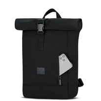 "ROBIN" újrahasznosított kisméretű rolltop hátizsák, fekete, Johnny Urban