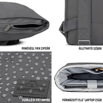 "ROBIN" újrahasznosított közepes méretű rolltop hátizsák, antracit, Johnny Urban