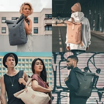 "ROBIN" újrahasznosított közepes méretű rolltop hátizsák, antracit, Johnny Urban