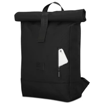 "ROBIN" újrahasznosított közepes méretű rolltop hátizsák, fekete, Johnny Urban