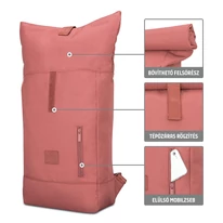 "ROBIN" újrahasznosított közepes méretű rolltop hátizsák, téglavörös, Johnny Urban
