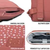 "ROBIN" újrahasznosított közepes méretű rolltop hátizsák, téglavörös, Johnny Urban