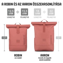 "ROBIN" újrahasznosított közepes méretű rolltop hátizsák, téglavörös, Johnny Urban