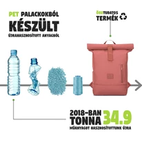 "ROBIN" újrahasznosított közepes méretű rolltop hátizsák, téglavörös, Johnny Urban