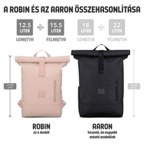 "ROBIN" újrahasznosított közepes méretű rolltop hátizsák, púder rózsaszín, Johnny Urban