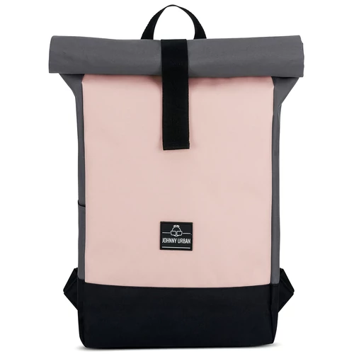 "Ryan" újrahasznosított rolltop hátizsák, szürke-rózsaszín, Johnny Urban