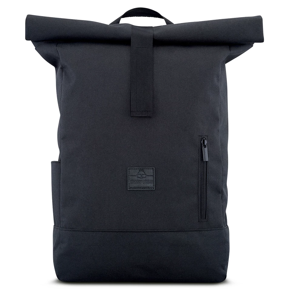 "ROBIN" újrahasznosított nagyméretű rolltop hátizsák, fekete, Johnny Urban