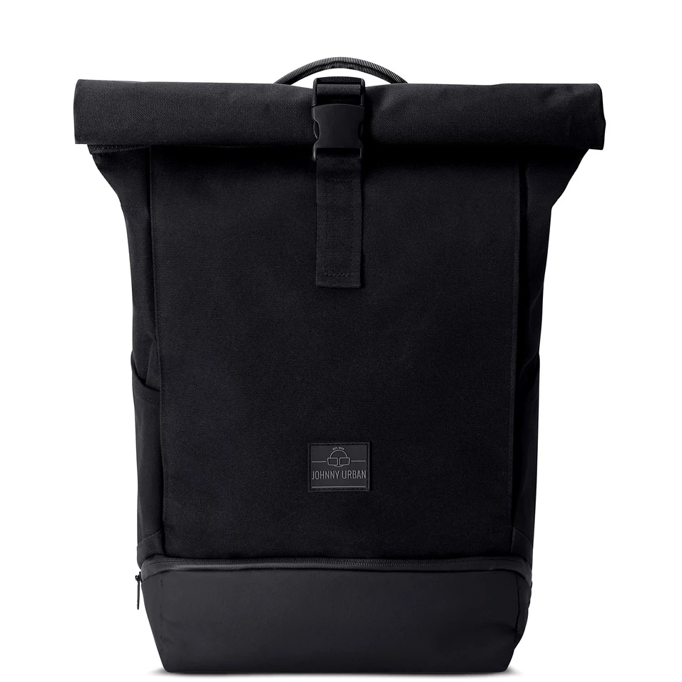 "ALLEN" újrahasznosított közepes méretű rolltop hátizsák, fekete, Johnny Urban