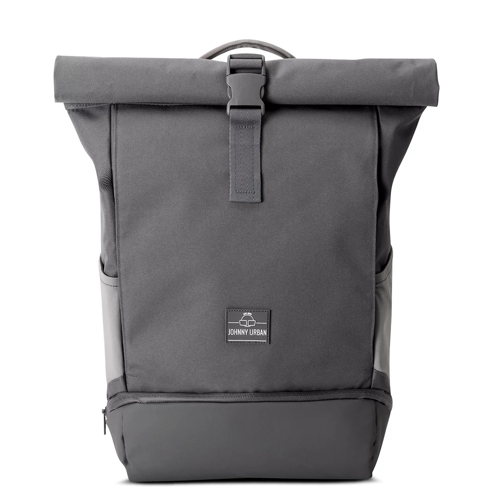 "ALLEN" újrahasznosított közepes méretű rolltop hátizsák, antracit, Johnny Urban