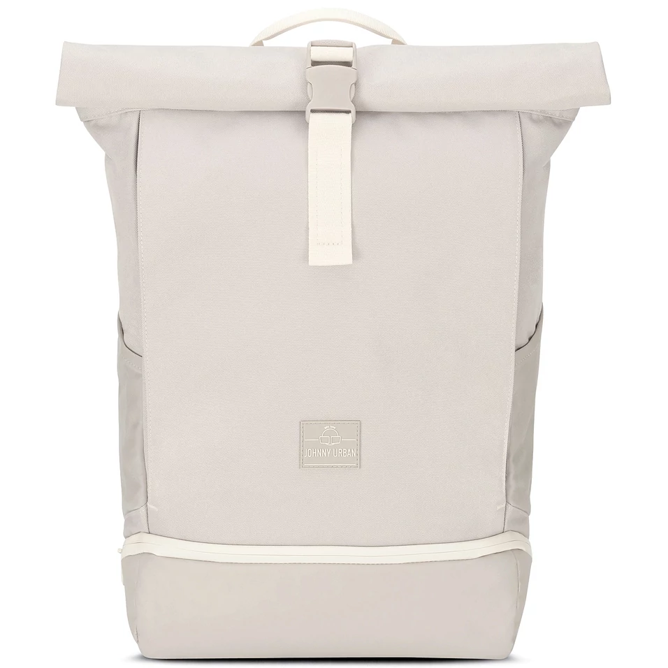 "ALLEN" újrahasznosított nagyméretű rolltop hátizsák, homokszínű, Johnny Urban