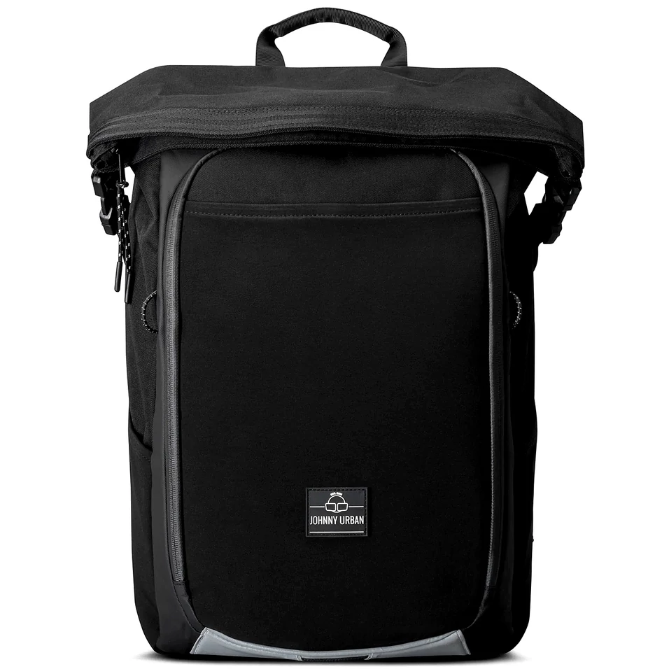 "PHIL" újrahasznosított nagyméretű rolltop biciklis hátizsák, fekete, Johnny Urban 