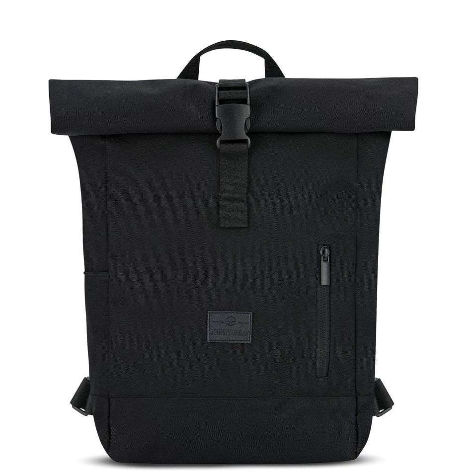 "ROBIN" újrahasznosított kisméretű rolltop hátizsák, fekete, Johnny Urban