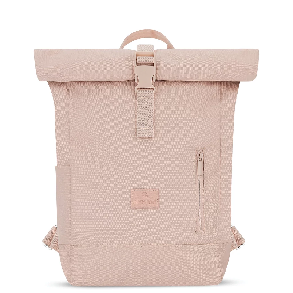 "ROBIN" újrahasznosított  kisméretű rolltop hátizsák, púder rózsaszín Johnny Urban