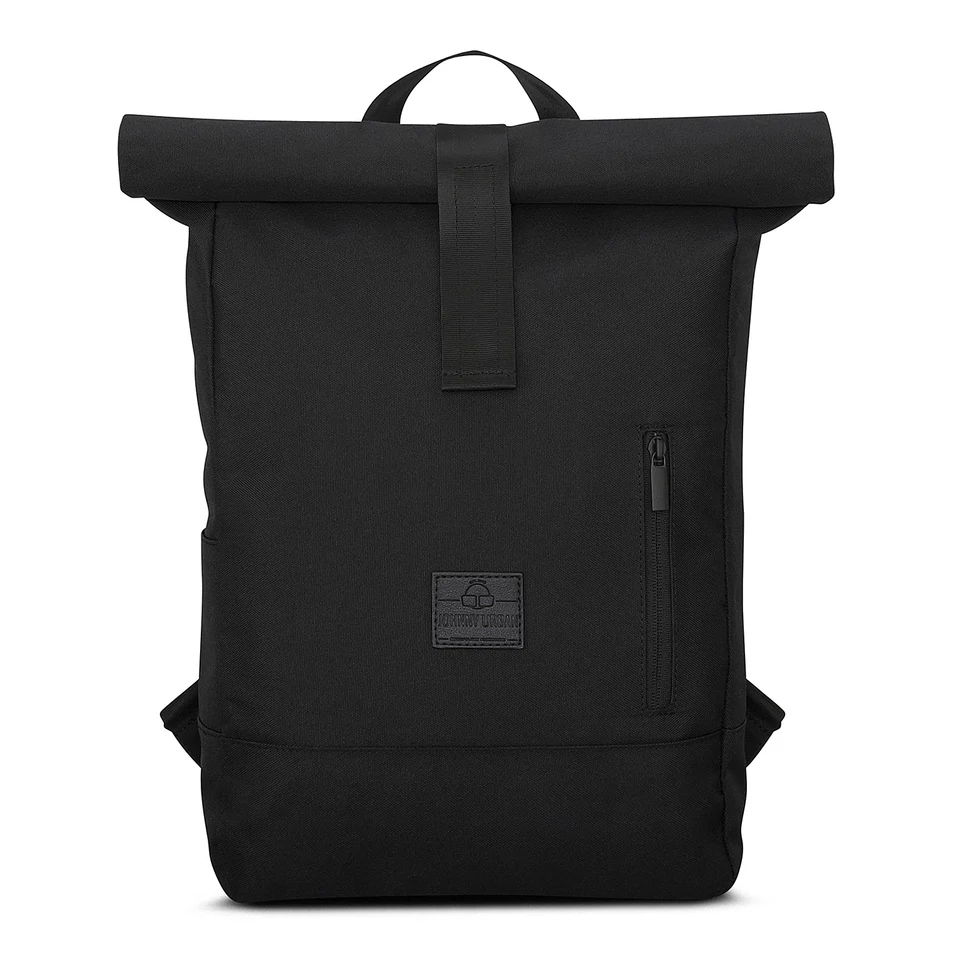 "ROBIN" újrahasznosított közepes méretű rolltop hátizsák, fekete, Johnny Urban